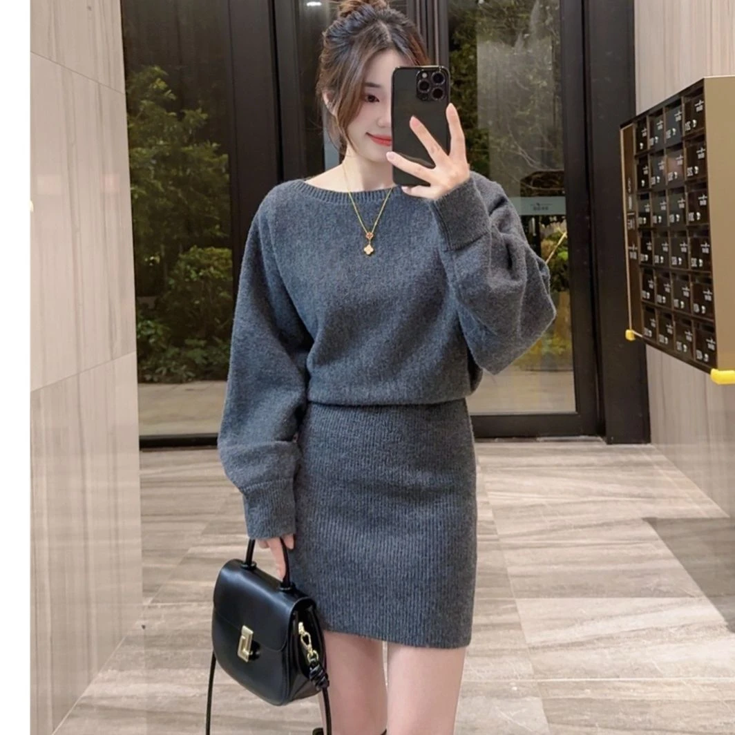 奈奈妮【留洋千金】毛衣包臀连衣裙显瘦气质洋气24-115