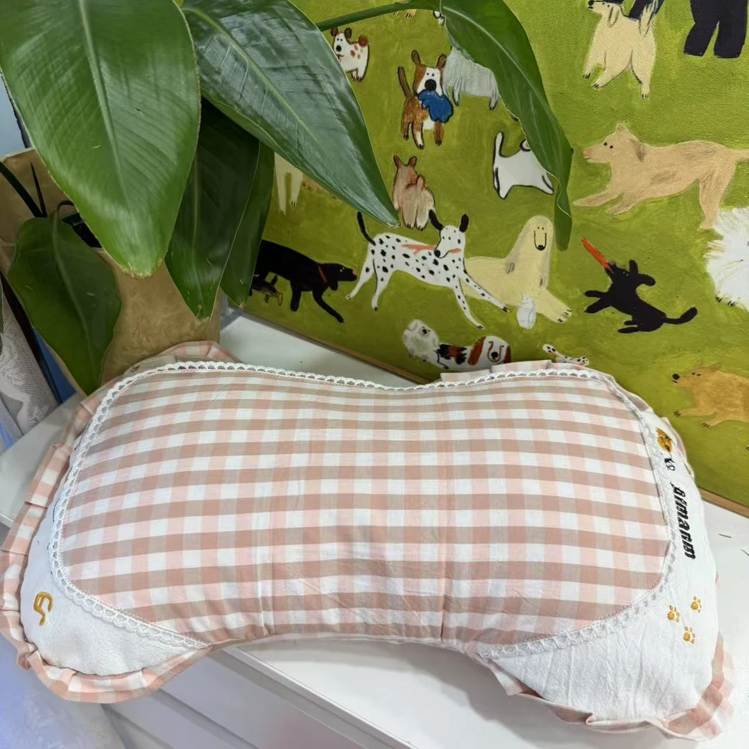 影恩原创透气吸汗刺绣小鹿儿童枕婴幼儿荞麦枕可拆卸可调节高度