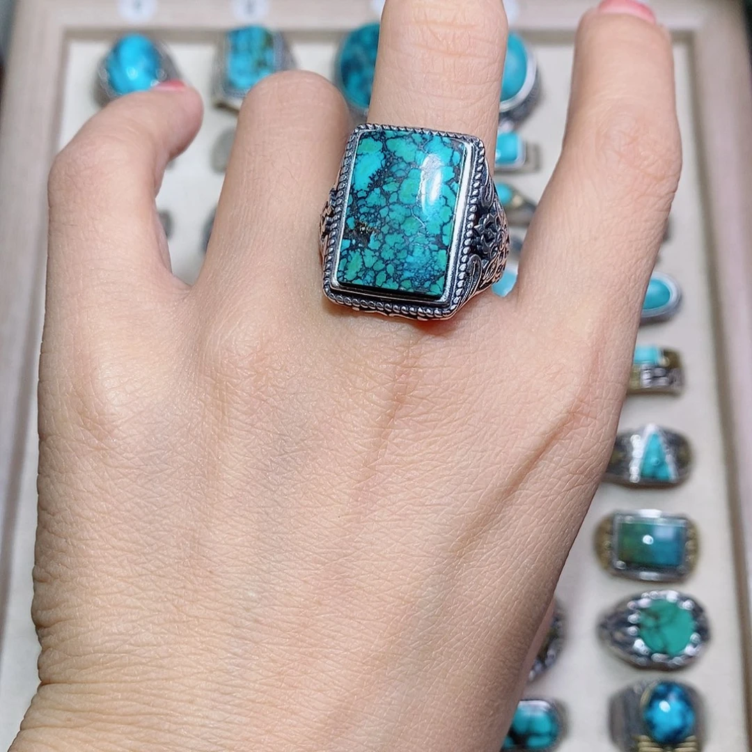 银S925镶嵌绿松石挂件