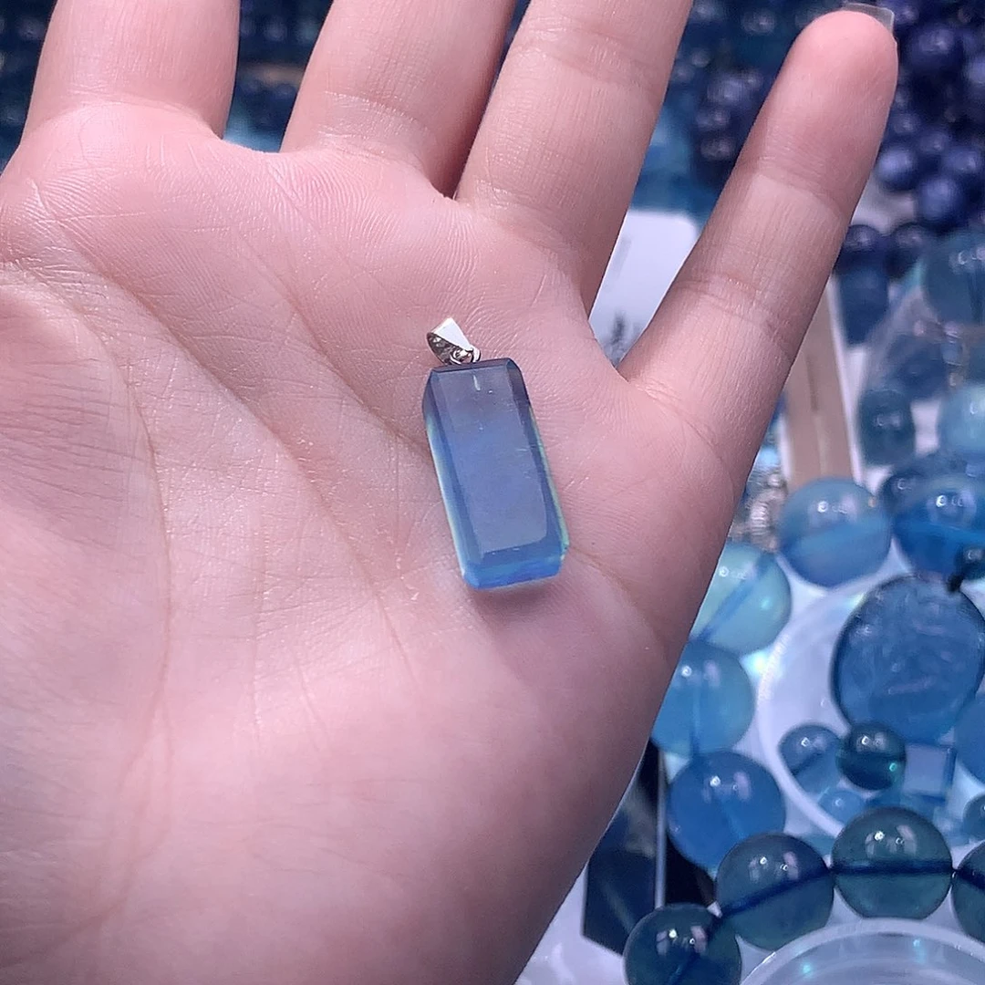 未镶嵌手串海蓝宝石无事牌吊坠