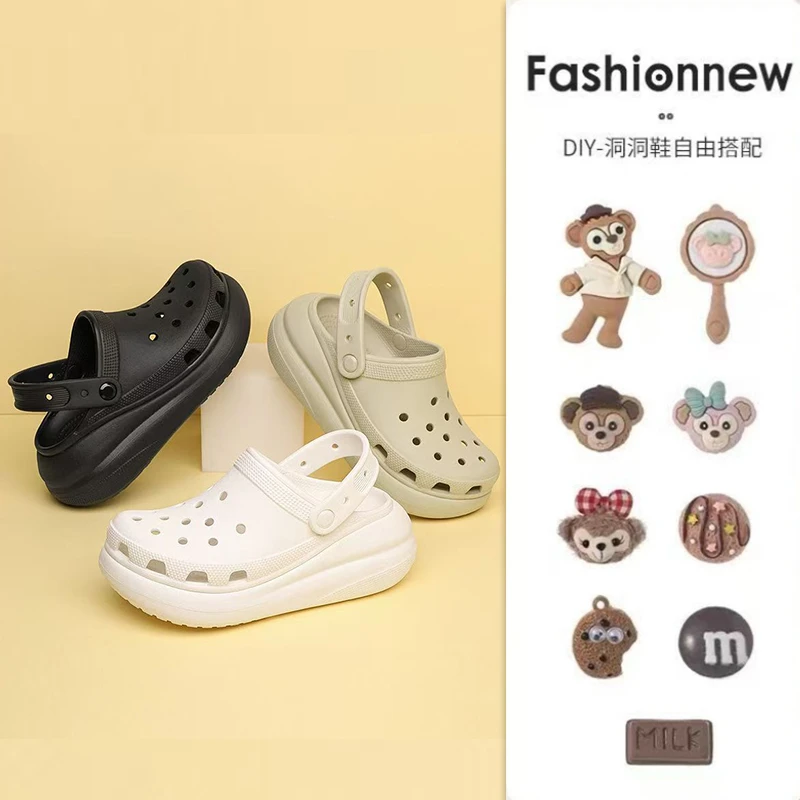 白敬亭同款洞洞鞋泡芙厚底增高夏季凉鞋云朵包头踩屎感新款拖鞋女