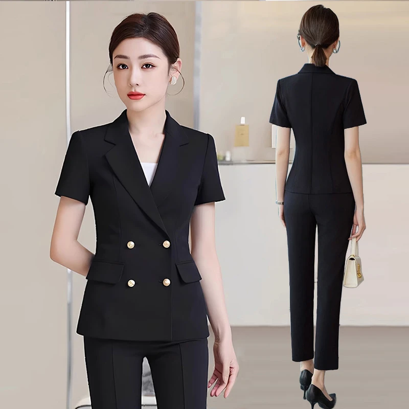 黑色西服套装职业大学生工作服西装女正装夏季气质公务员女士外套