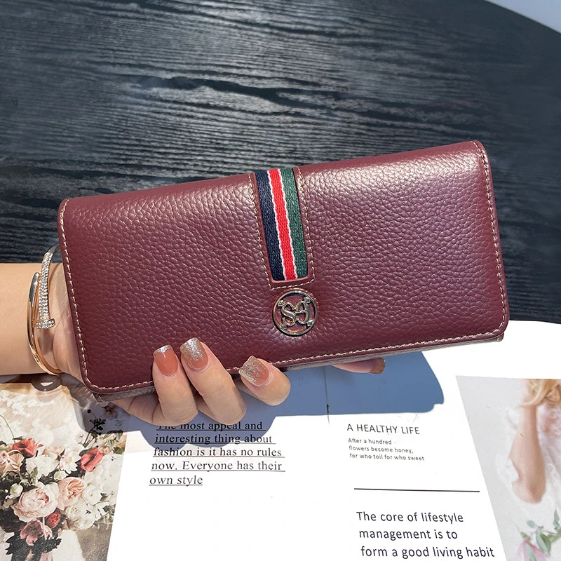 女士钱包高档牛皮多卡位长款纯色真皮钱包学生皮钱包欧美气质韩版