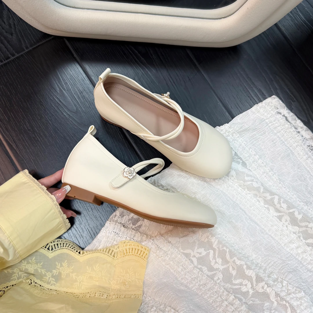 内增高5cm法式复古单鞋2025夏季新款芭蕾鞋女百搭浅口玛丽珍鞋女