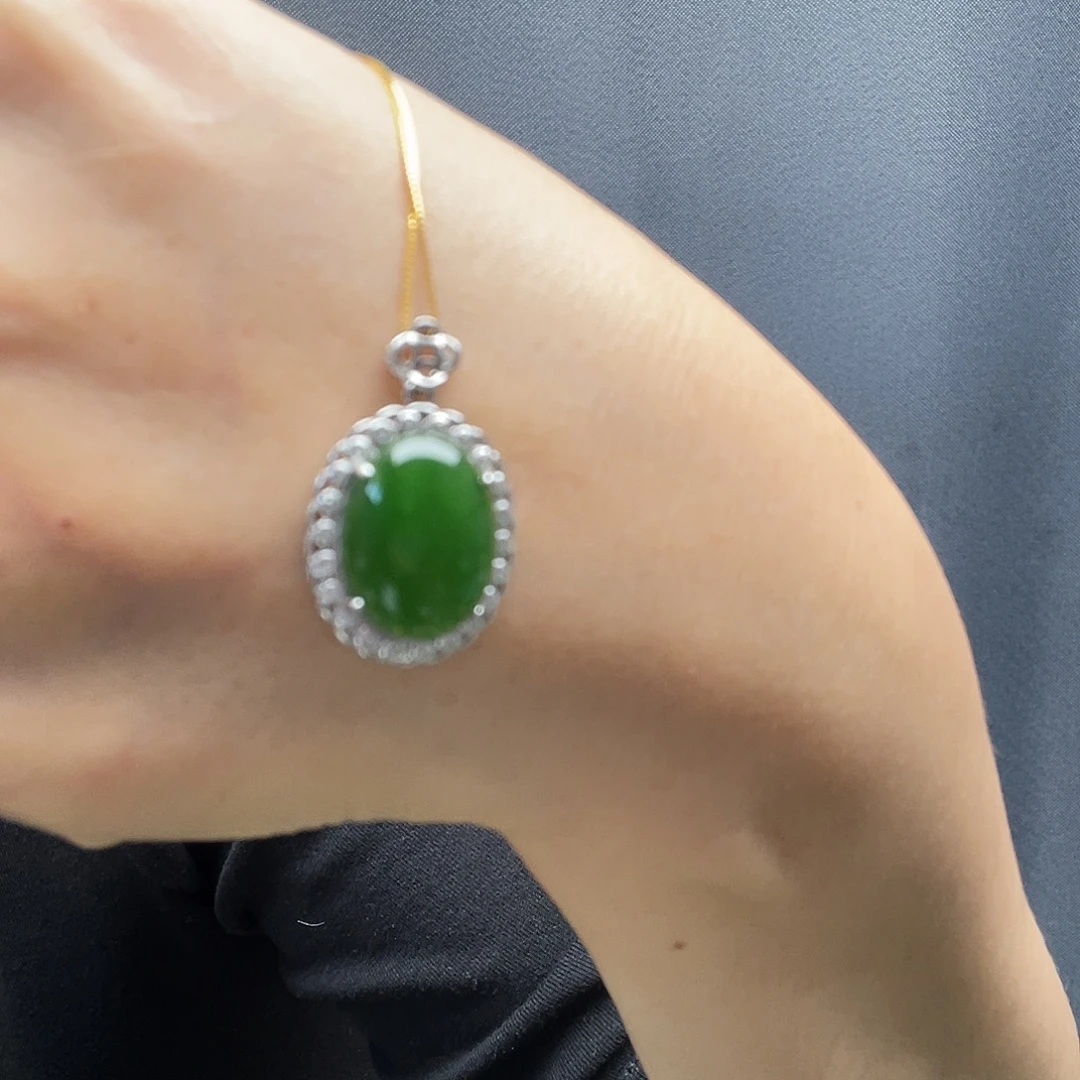 和田玉银S925镶嵌颈饰