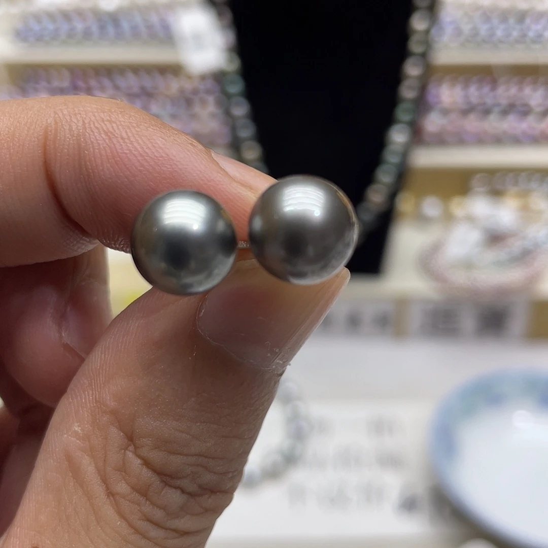 银S925镶嵌海水珍珠耳饰