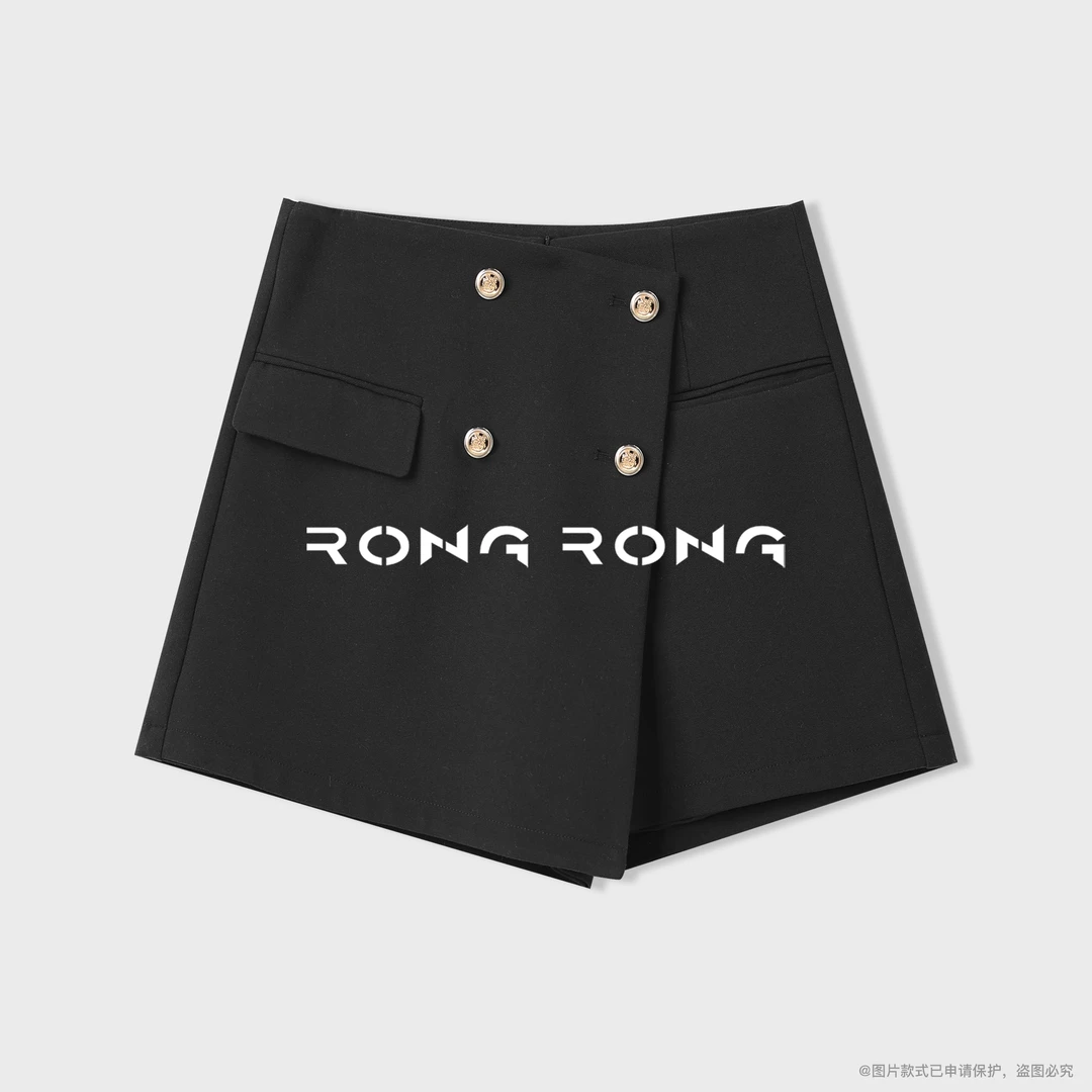 溶溶【高知韩女】RONGRONG 羊毛混纺高腰显瘦极简风短裙裤25C8516