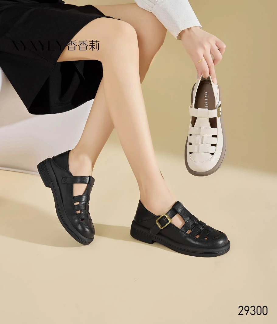 香香莉2025春夏女鞋29300圆头包头工作罗马镂空学生OL女单凉鞋