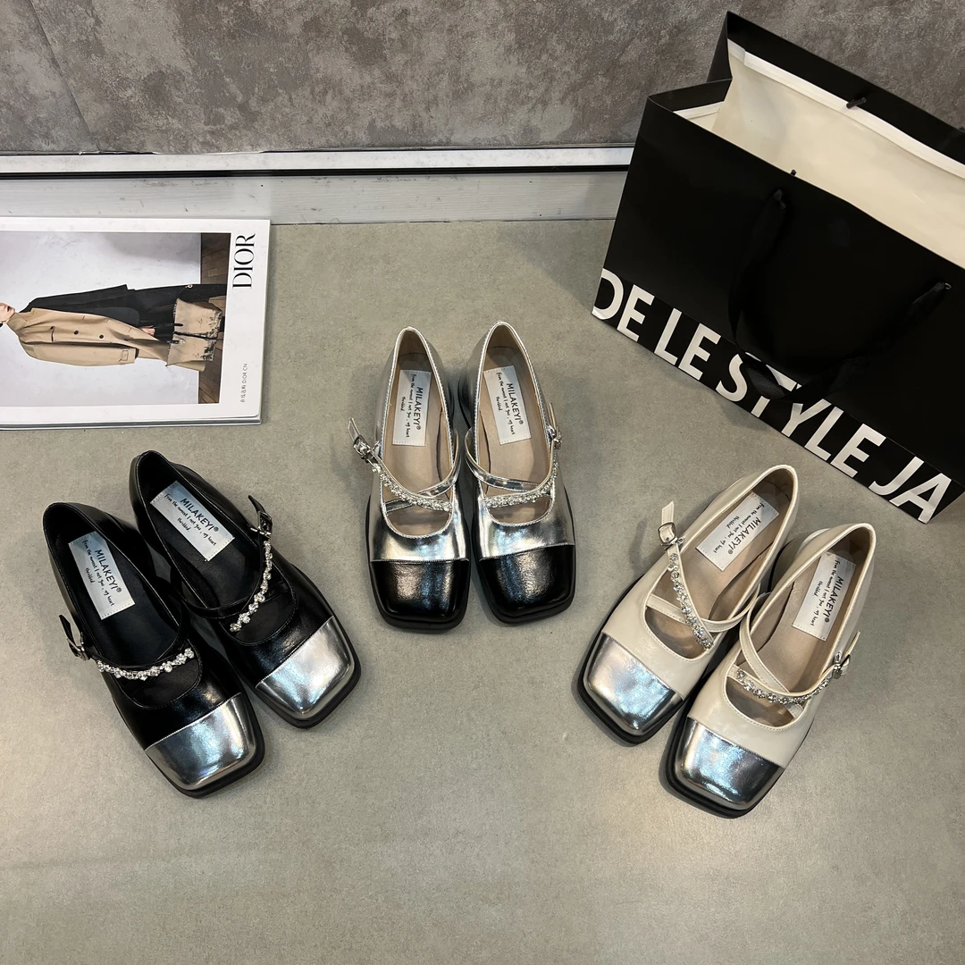 2025春夏新款法式气质复古百搭轻奢简约交叉一字带扣玛丽珍女单鞋