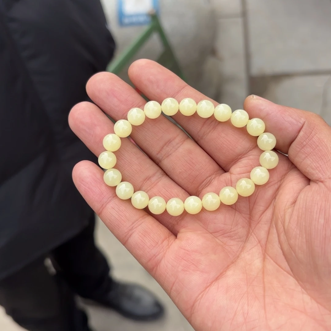 和田玉（黄玉）手串卡7.7未镶嵌