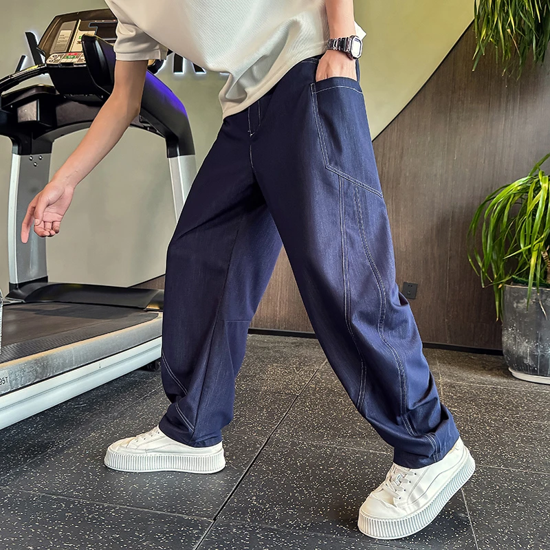 冰丝牛仔裤男款夏季2025新款潮牌时尚男士宽松休闲裤痞帅百搭长裤