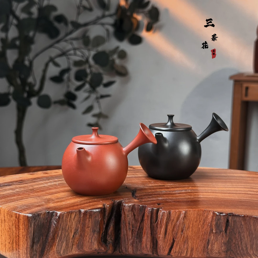 【黄泽钦·菩提侧把】潮州薄胎壶原矿朱泥茶壶手工手拉茶壶手工壶