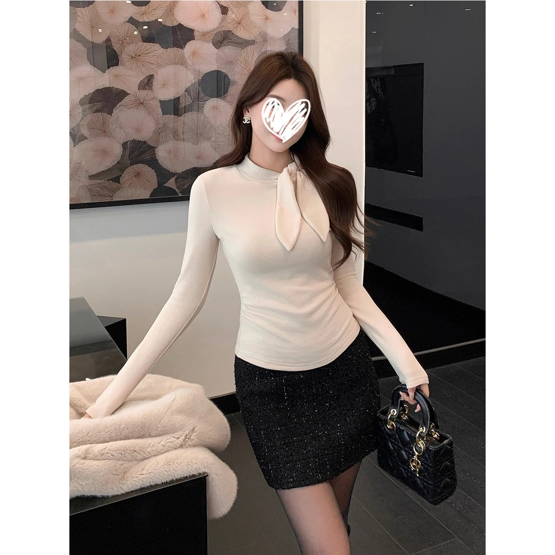 古伦恩【现货】美式辣妹气质兔耳针织衫女秋季纯欲风收腰显瘦打底衫