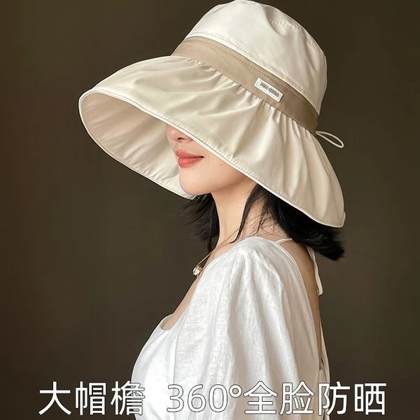 渔夫帽新款显脸小户外出游遮阳帽防紫外线韩版大檐太阳帽盆帽V639