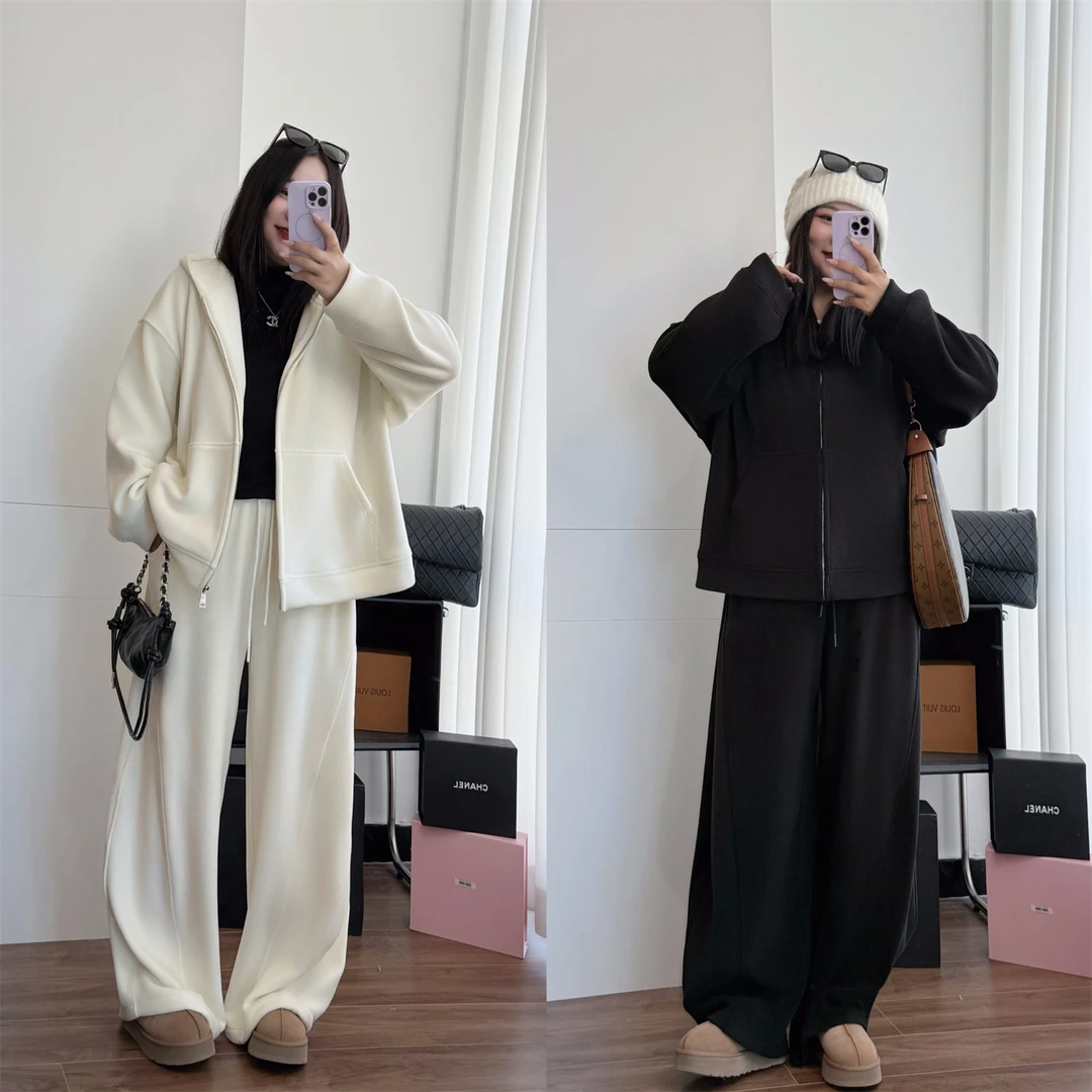 花契"洛杉矶星"大码女装秋季宽松200斤胖mm美式复古套装4352-H