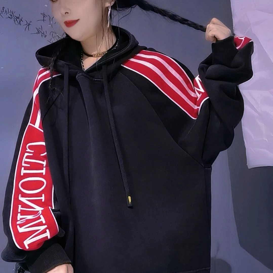 时尚潮牌休闲宽松字母潮流百搭连帽卫衣
