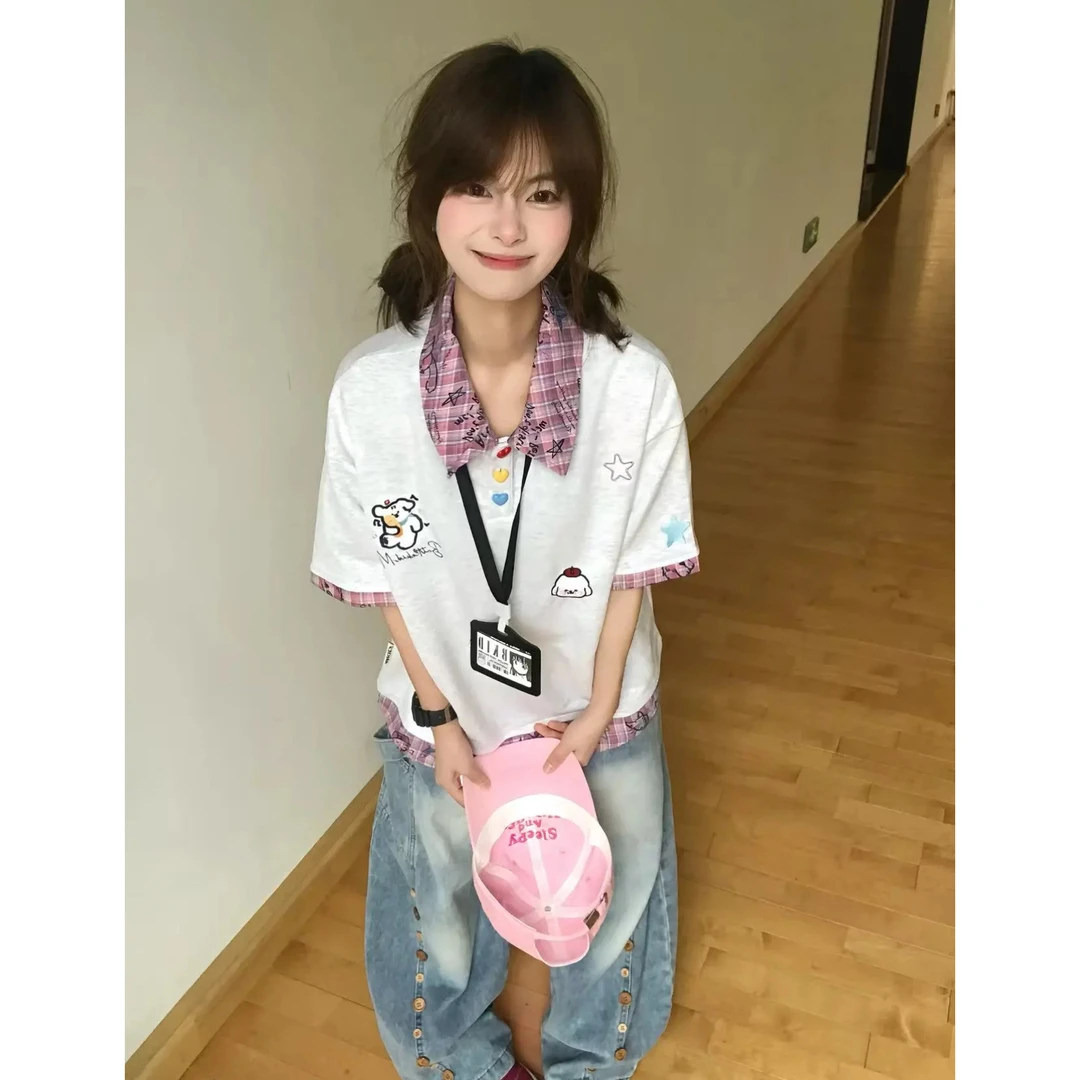 B1#高考完的第一件浮力！某饱爆款！学院风POLO衫格子短袖男女