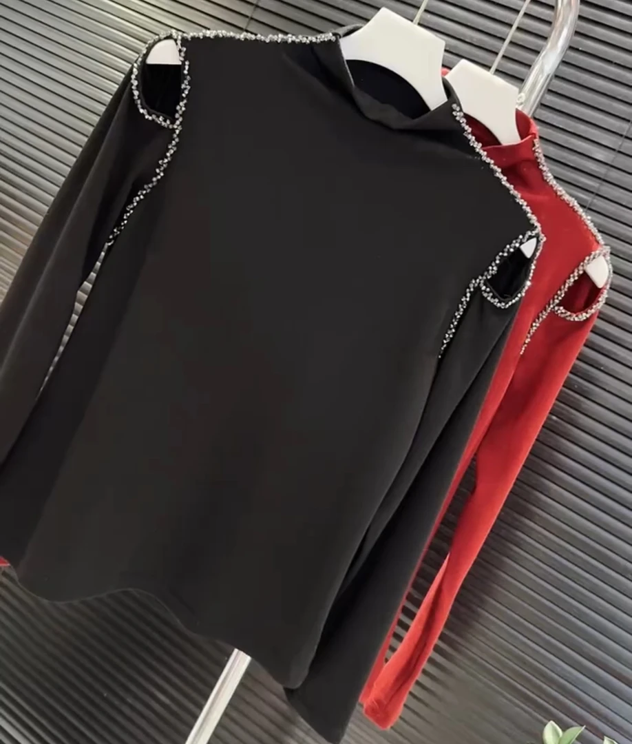 重工漏肩钻显瘦百搭小衫【实物微色差】