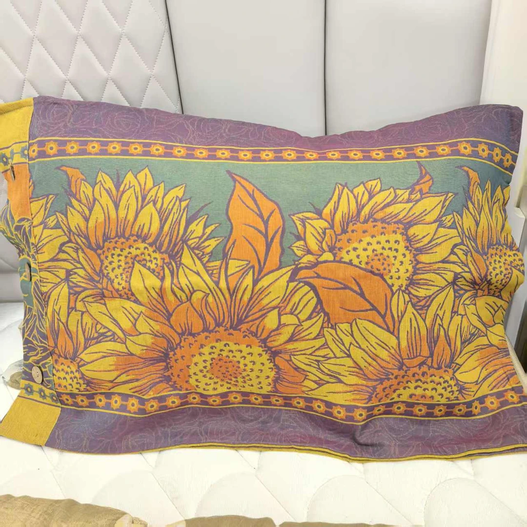 ZISHEN/子申 枕套 向日葵--A类椰壳扣纯棉大枕套一对装