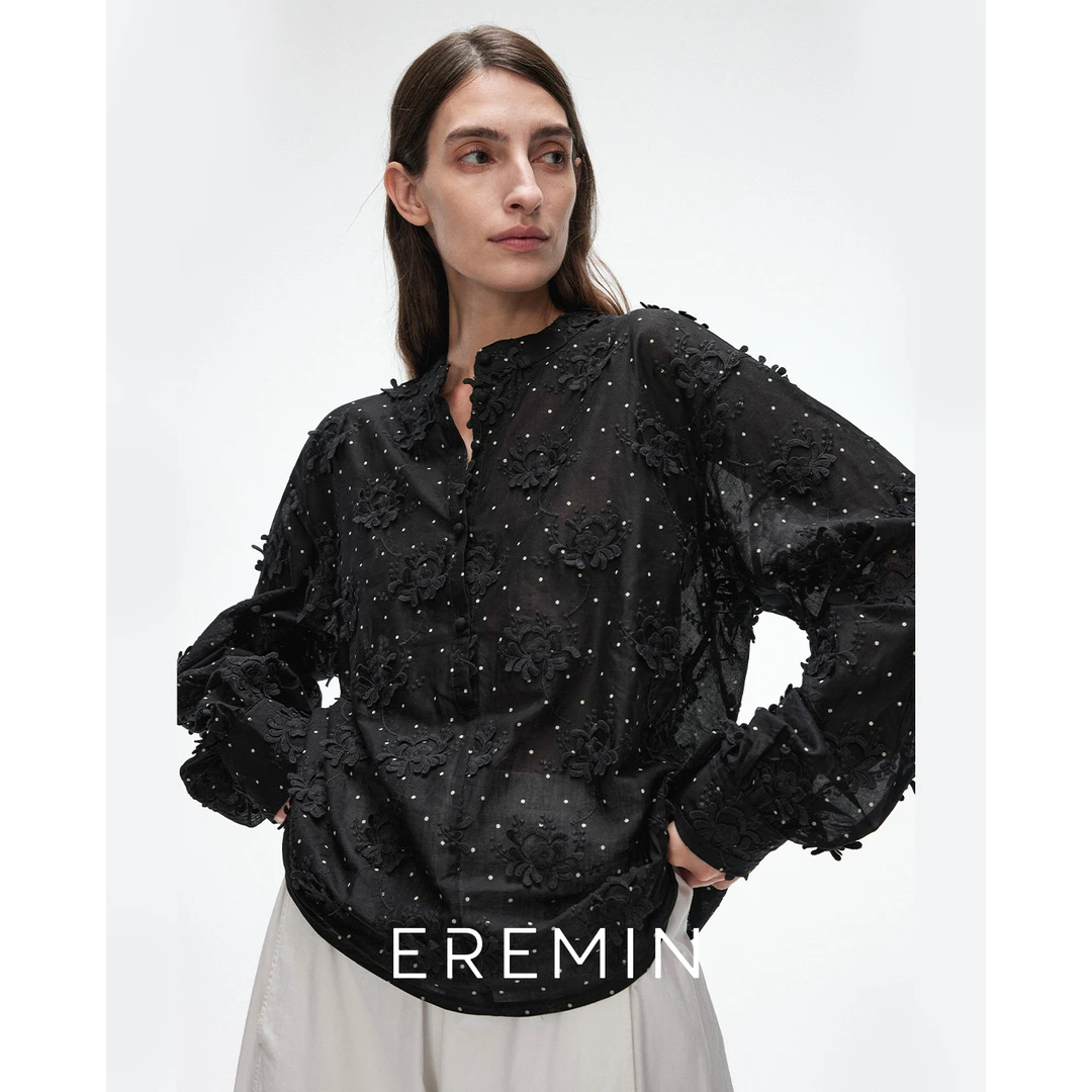 DE Mincollection刺绣波点上衣/重工立体绣花纯棉波点衬衫40167