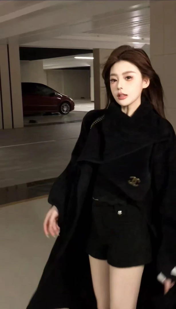 大璐●【丹麦雪境】冬新气质时尚纺貂绒加厚斗篷长款外套DLQ5WT3747