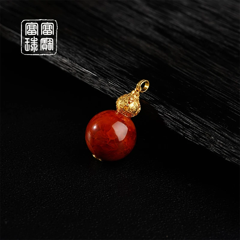 【昭昭如愿】富富珠宝 南红18k金时尚吊坠 赠绳（天然珠宝多样性发）