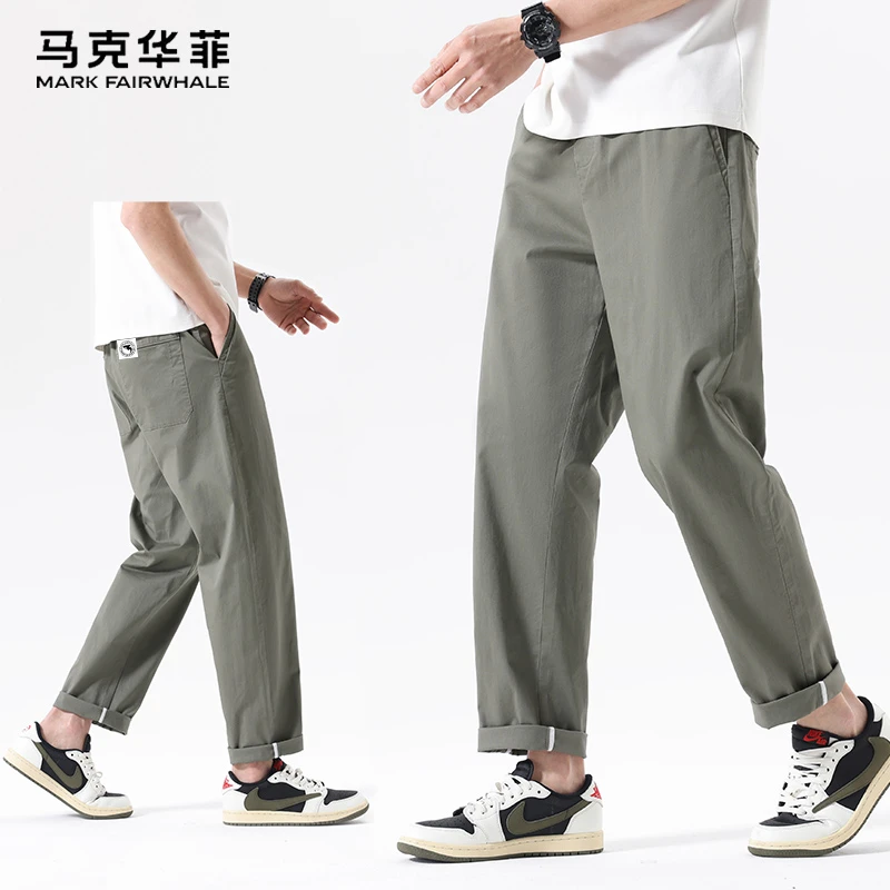 马克华菲2025新款男士休闲裤秋季潮流百搭直筒宽松微锥九分裤子男