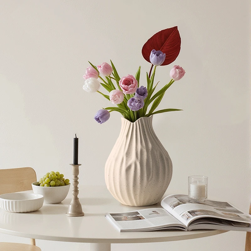贝汉美侘寂风陶瓷花瓶摆件客厅插花陶罐高级感景德镇干花禅意花器