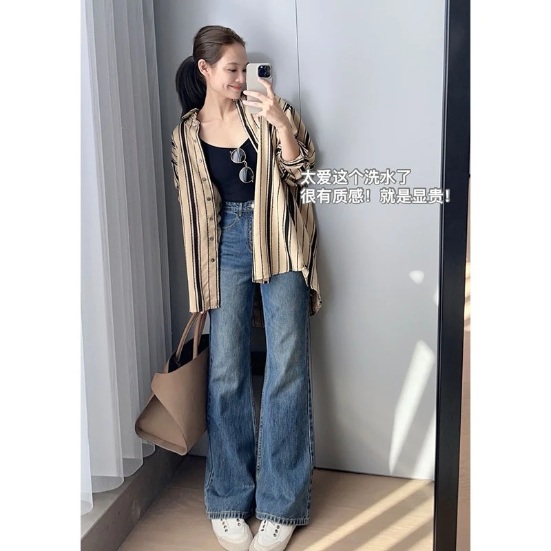 【特价捡漏】侧标牛仔裤 横纹竹节直筒微喇美洋MEIYANG夏季