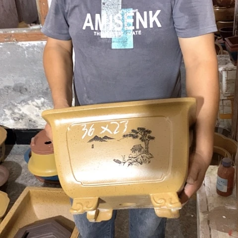 紫砂花盆手工制作