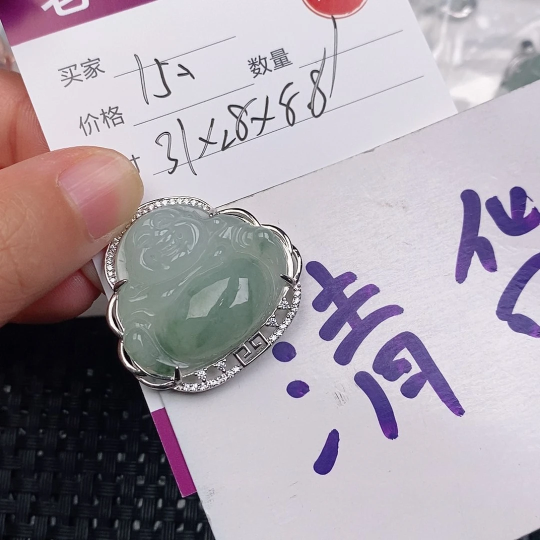 颈饰银S925镶嵌翡翠