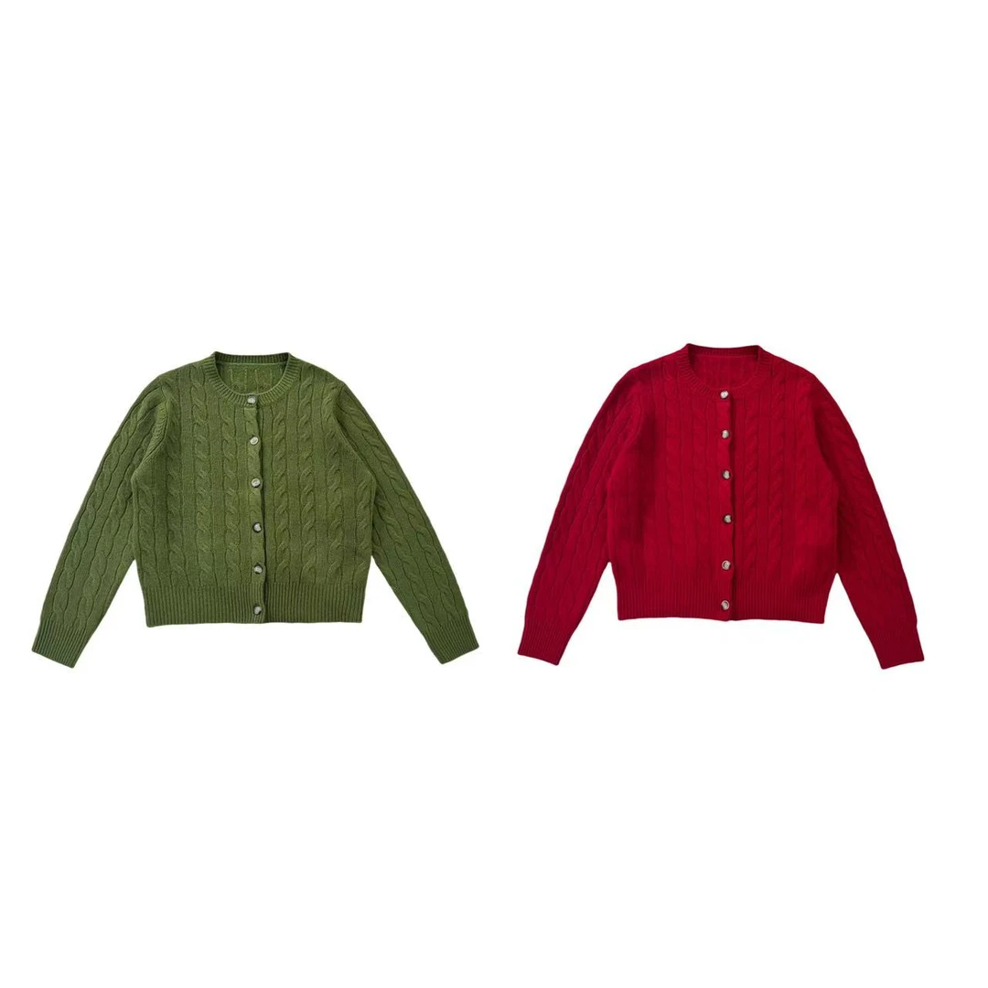 女款；07345百搭麻花开衫毛衫