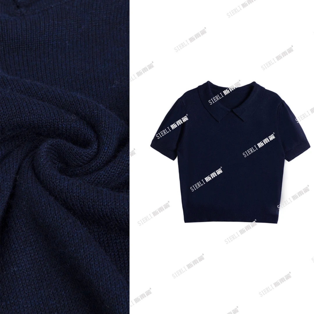 斯尔丽翻领针织套头短袖上衣D127*
