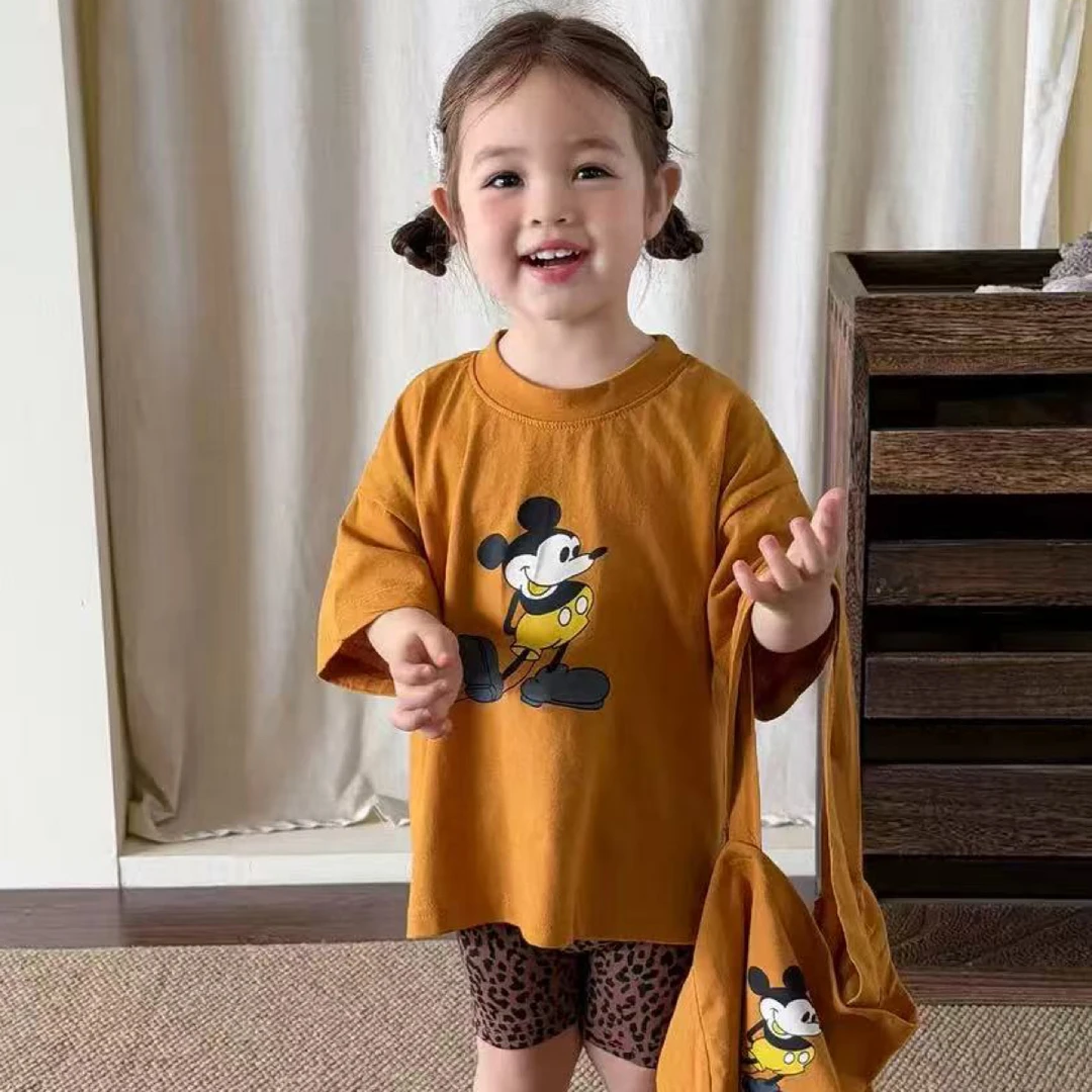 女宝夏款蔗梨姜黄卡通T(含包包)婴童服装