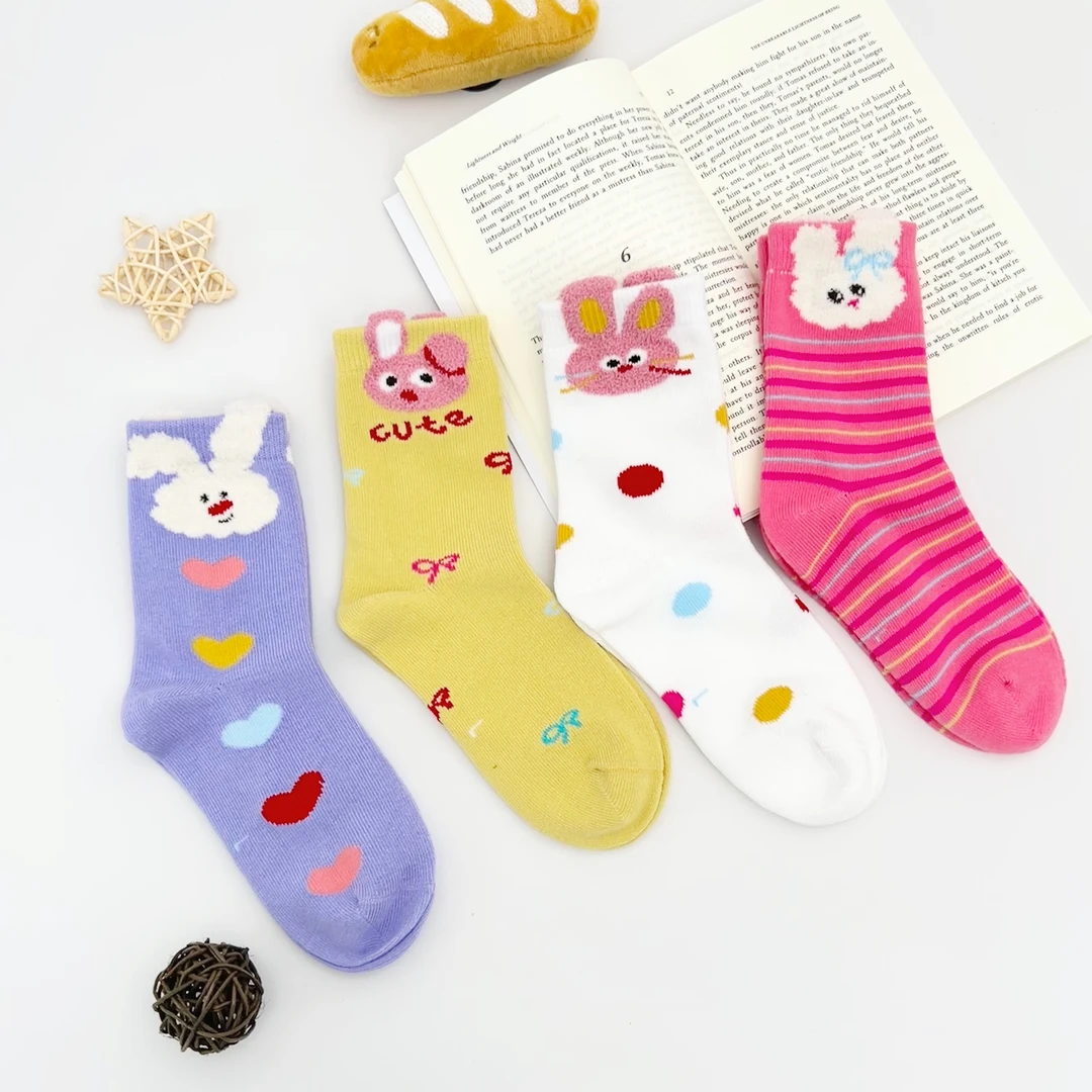 【缤纷小兔】A类女童棉袜子儿童学生透气潮袜学院风百搭舒适ins棉袜