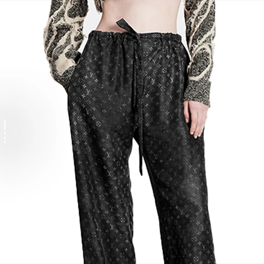 未使用 LouisVuitton/路易威登 高腰Logo满印直筒阔腿休闲裤/38