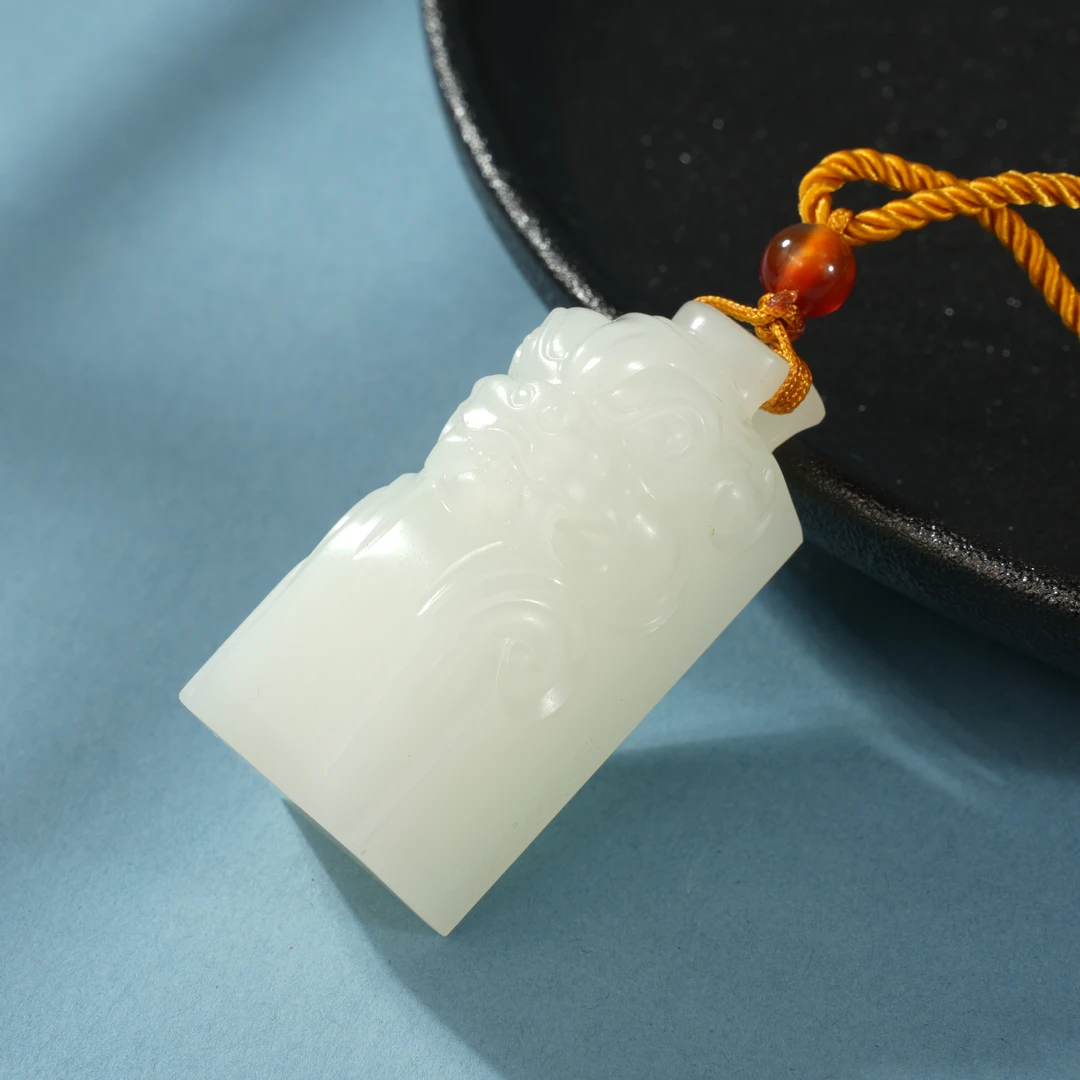 盟世玉【瑞兽吟风·印章料】和田玉羊脂玉挂件