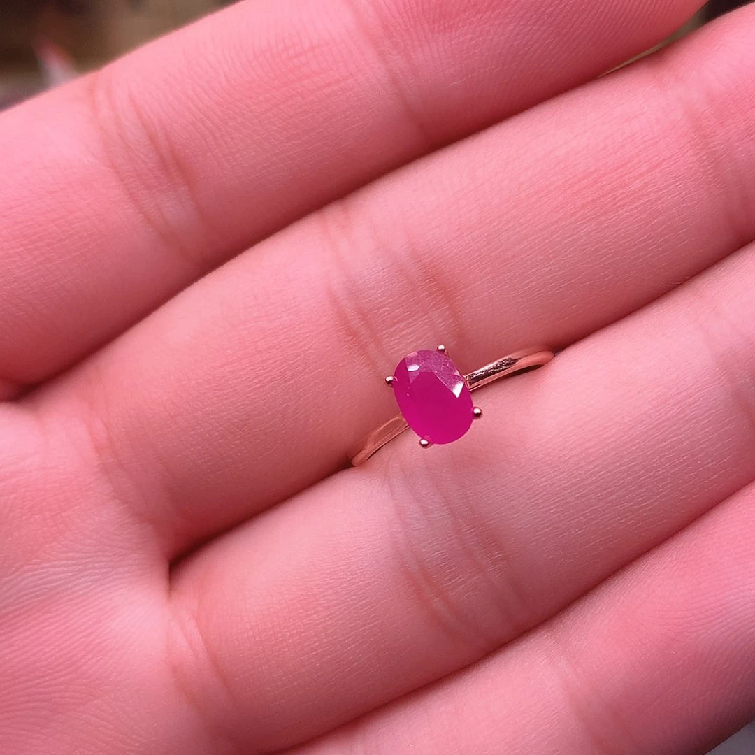 红宝石戒指银S925镶嵌