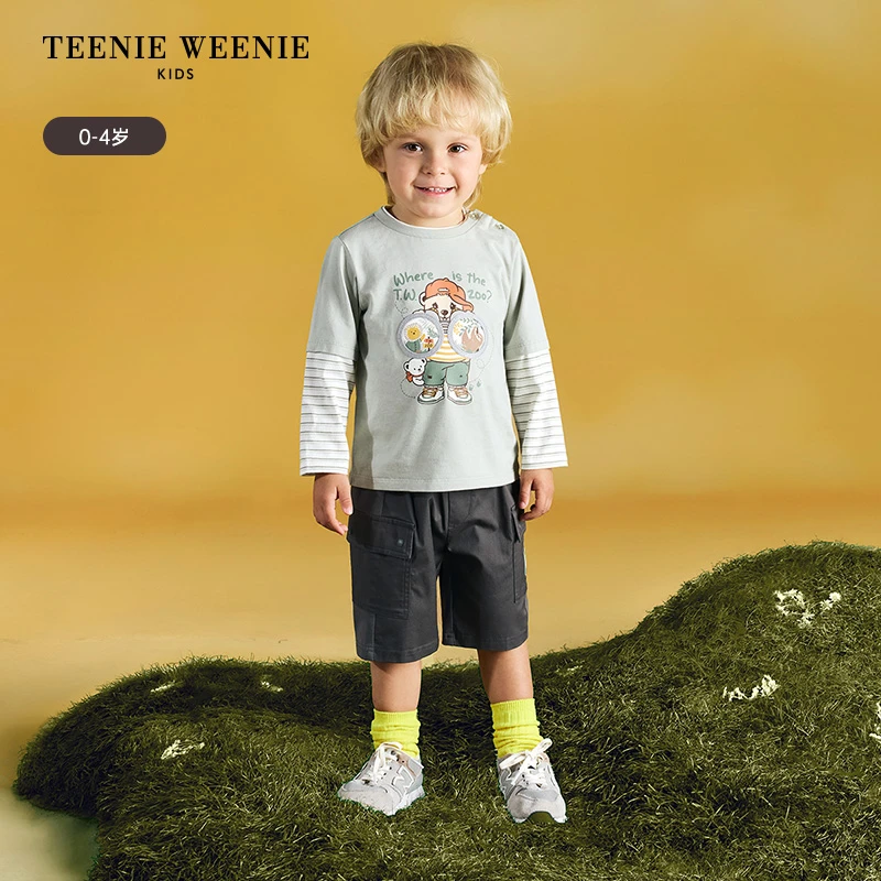 TeenieWeenieBaby小熊童装25年春夏假两件印花长袖T恤T0LA252307K