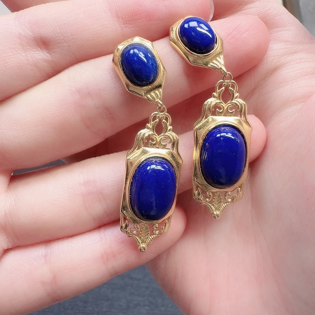 青金石未镶嵌耳饰87