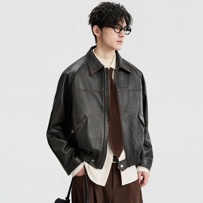 [做旧真皮]伯爵卓尔25初冬高级设计感羊皮皮衣男潮流上衣E541674