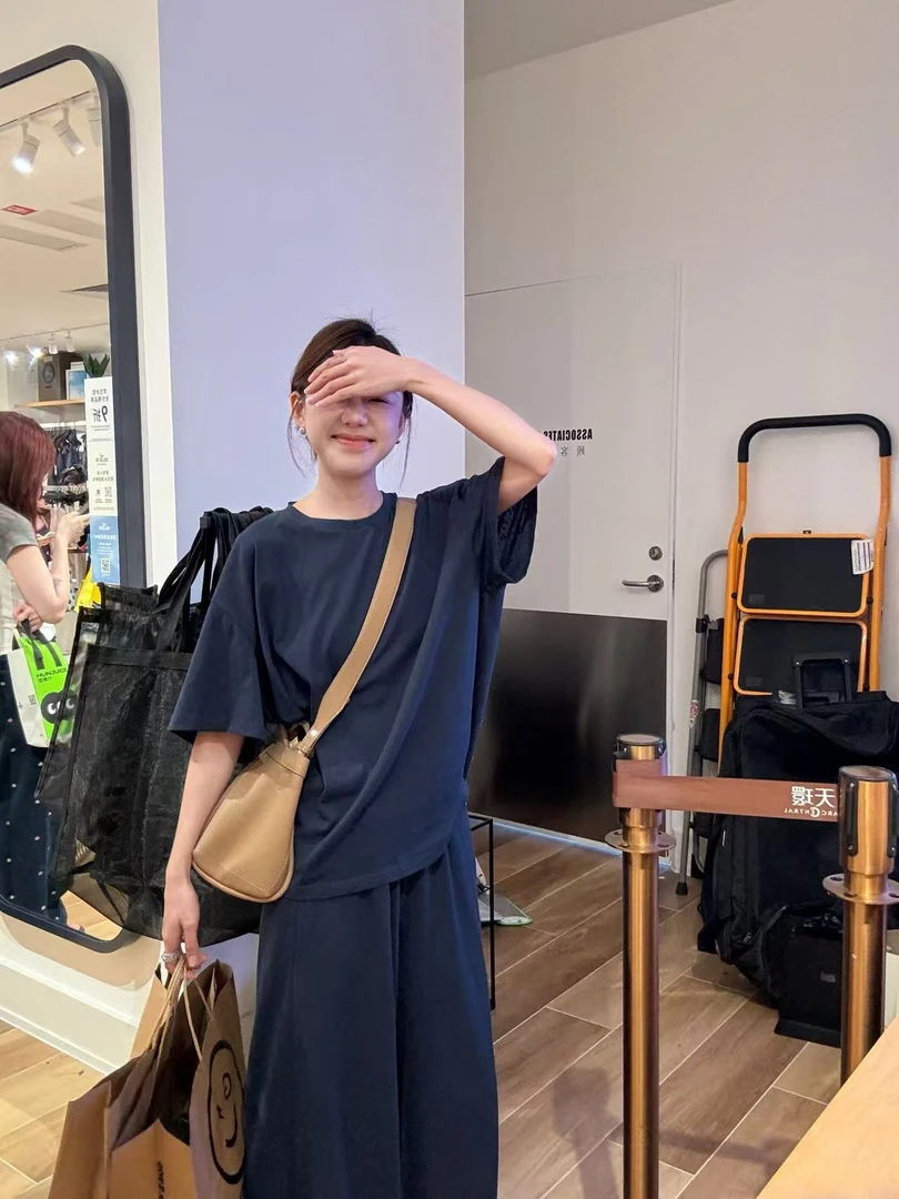 Peach自制 舒适慵懒感~棉感简约宽松上衣裤子休闲套装10525/10526