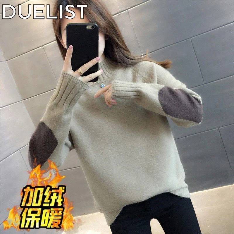 DUELIST半高领内搭加厚套头毛衣女秋冬百搭打底衫洋气宽松针织衫