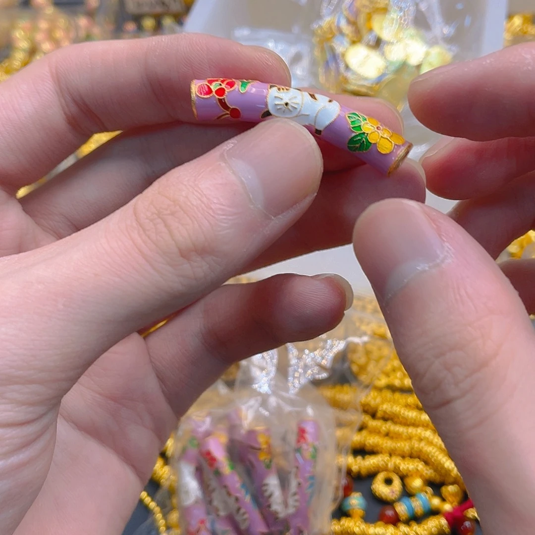 锆石铜合金珐琅彩猫猫弯管1根
