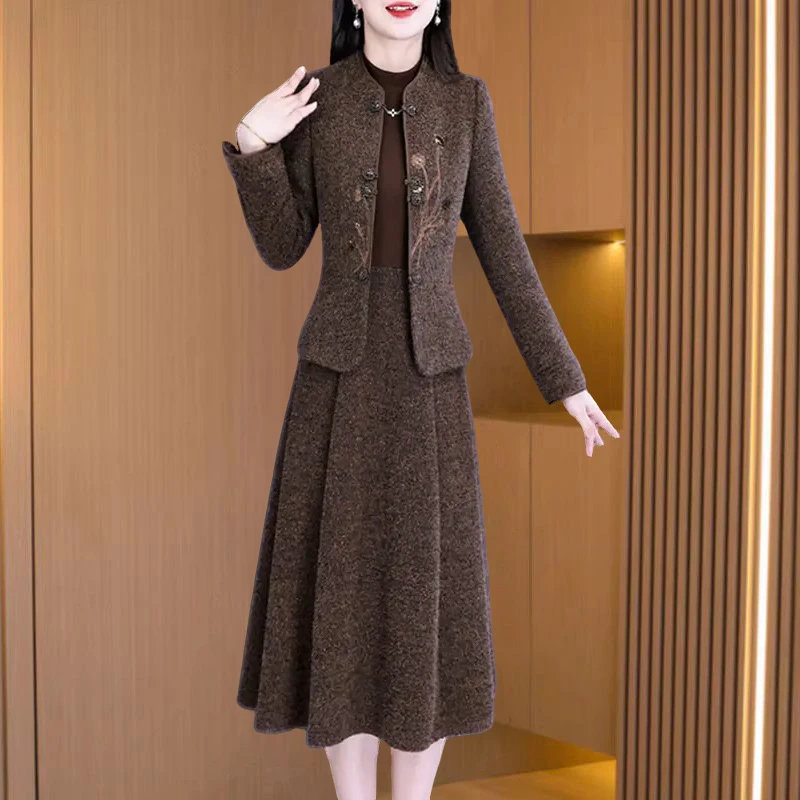 拉夏贝尔小香风套装连衣裙女春秋一整套重要场合两件套广州十三行