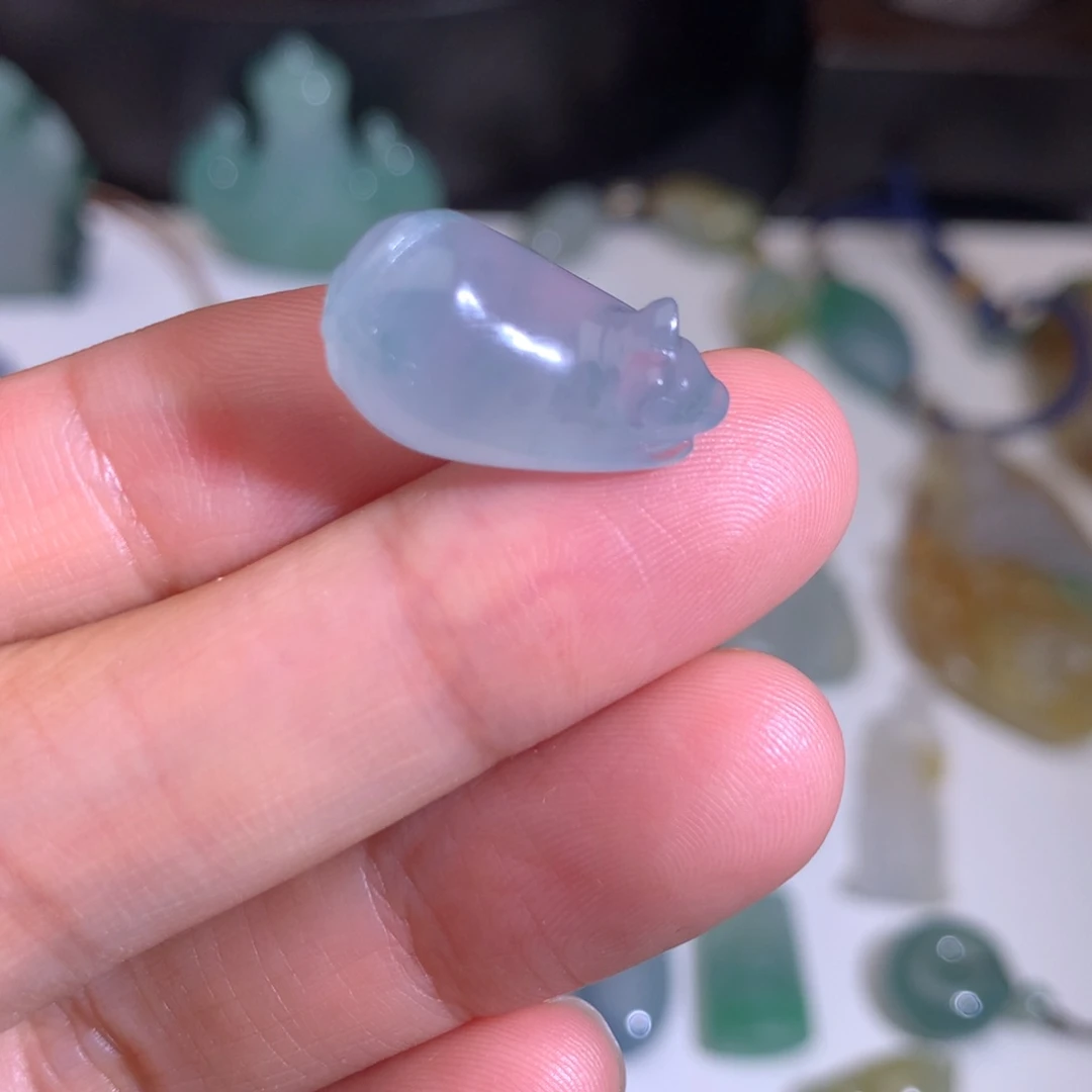 定制翡翠未镶嵌缅甸翡翠冰小老鼠