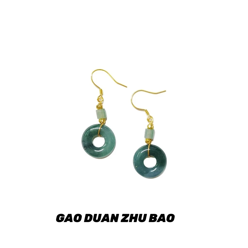 【高总专柜款】BM-Y031#天然A货翡翠时尚国风甜甜圈S925银镶嵌耳饰