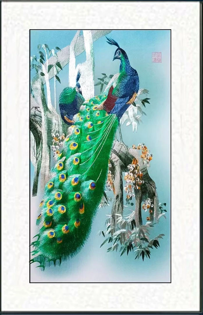 （舟舟）苏绣孔雀献瑞