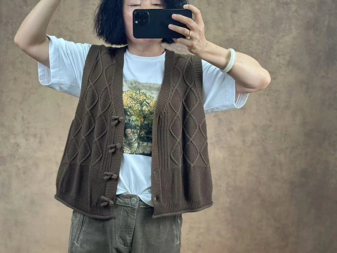 杰然不同新款民族风百搭盘扣文艺女士常规纯色春秋马夹