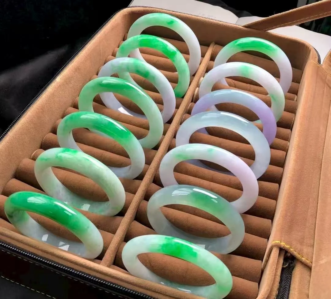 高冰飘花美人翠缅风翡翠手镯